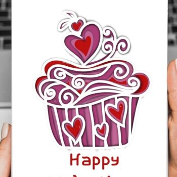 Intra απο ξύλο plywood 3mm-4mm πάχος – Valentine 3D Cupcakes Δίασταση  20x20 cm INTRAFABR-54484432 - Image 6