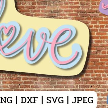 Intra απο ξύλο plywood 3mm-4mm πάχος – Αγίου Βαλεντίνου τρισδιάστατο κείμενο αγάπης Δίασταση  20x20 cm INTRAFABR-56257298 - Image 1