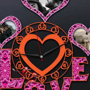 Intra απο ξύλο plywood 3mm-4mm πάχος – Valentine τρισδιάστατο ρολόι τοίχου με λέιζερ Δίασταση  40x30 cm INTRAFABR-23532931