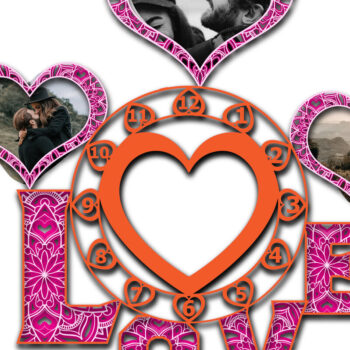 Intra απο ξύλο plywood 3mm-4mm πάχος – Valentine τρισδιάστατο ρολόι τοίχου με λέιζερ Δίασταση  40x30 cm INTRAFABR-23532931 - Image 2