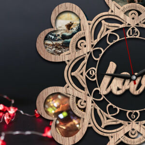 Intra απο ξύλο plywood 3mm-4mm πάχος – Valentine τρισδιάστατο ρολόι τοίχου με λέιζερ Δίασταση  40x30 cm INTRAFABR-23532942