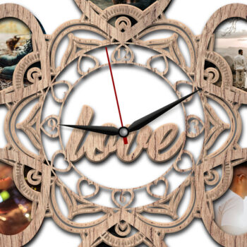 Intra απο ξύλο plywood 3mm-4mm πάχος – Valentine τρισδιάστατο ρολόι τοίχου με λέιζερ Δίασταση  40x30 cm INTRAFABR-23532942 - Image 2