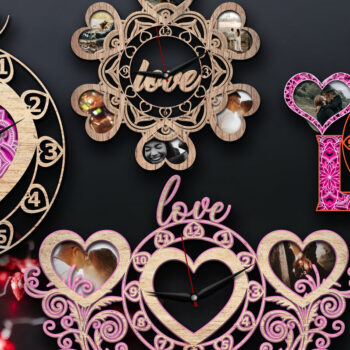 Intra απο ξύλο plywood 3mm-4mm πάχος – Πακέτο κοπής με λέιζερ τρισδιάστατο ρολόι τοίχου Αγίου Βαλεντίνου Δίασταση  40x30 cm INTRAFABR-23532951 - Image 1