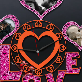 Intra απο ξύλο plywood 3mm-4mm πάχος – Πακέτο κοπής με λέιζερ τρισδιάστατο ρολόι τοίχου Αγίου Βαλεντίνου Δίασταση  40x30 cm INTRAFABR-23532951 - Image 3