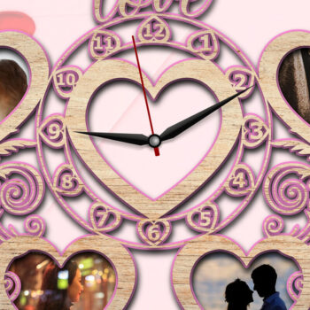 Intra απο ξύλο plywood 3mm-4mm πάχος – Πακέτο κοπής με λέιζερ τρισδιάστατο ρολόι τοίχου Αγίου Βαλεντίνου Δίασταση  40x30 cm INTRAFABR-23532951 - Image 4