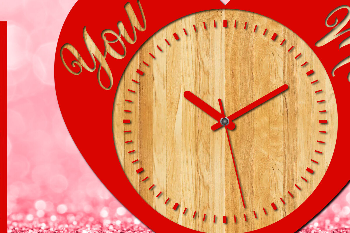 Intra απο ξύλο plywood 3mm-4mm πάχος – Valentine τρισδιάστατο ρολόι τοίχου Δίασταση  40x30 cm INTRAFABR-24129074