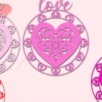 Intra απο ξύλο plywood 3mm-4mm πάχος – Valentine τρισδιάστατο ρολόι τοίχου με λέιζερ Δίασταση  40x30 cm INTRAFABR-23532912 - Image 2