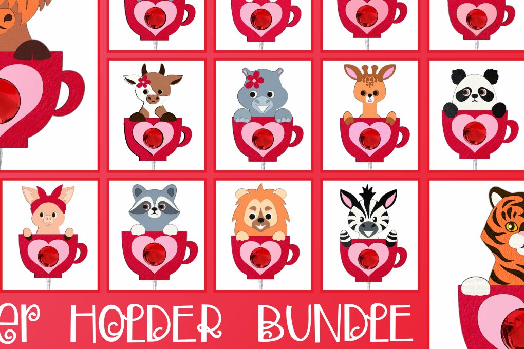 Intra απο ξύλο plywood 3mm-4mm πάχος – Πακέτο θήκης γλειφιτζούρι με ζώα Valentine Δίασταση  20x20 cm INTRAFABR-90404297