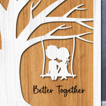 Intra απο ξύλο plywood 3mm-4mm πάχος – Δώρο Ξύλινο Ζευγάρι Βαλεντίνου/Επετείου Δίασταση  20x20 cm INTRAFABR-114141587 - Image 1