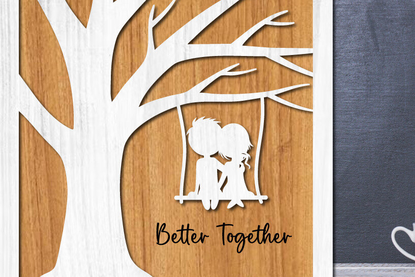 Intra απο ξύλο plywood 3mm-4mm πάχος – Δώρο Ξύλινο Ζευγάρι Βαλεντίνου/Επετείου Δίασταση  20x20 cm INTRAFABR-114141587