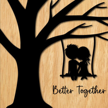 Intra απο ξύλο plywood 3mm-4mm πάχος – Δώρο Ξύλινο Ζευγάρι Βαλεντίνου/Επετείου Δίασταση  20x20 cm INTRAFABR-114141587 - Image 3