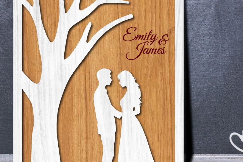 Intra απο ξύλο plywood 3mm-4mm πάχος – Δώρο Ξύλινο Ζευγάρι Βαλεντίνου/Επετείου Δίασταση  20x20 cm INTRAFABR-114141593