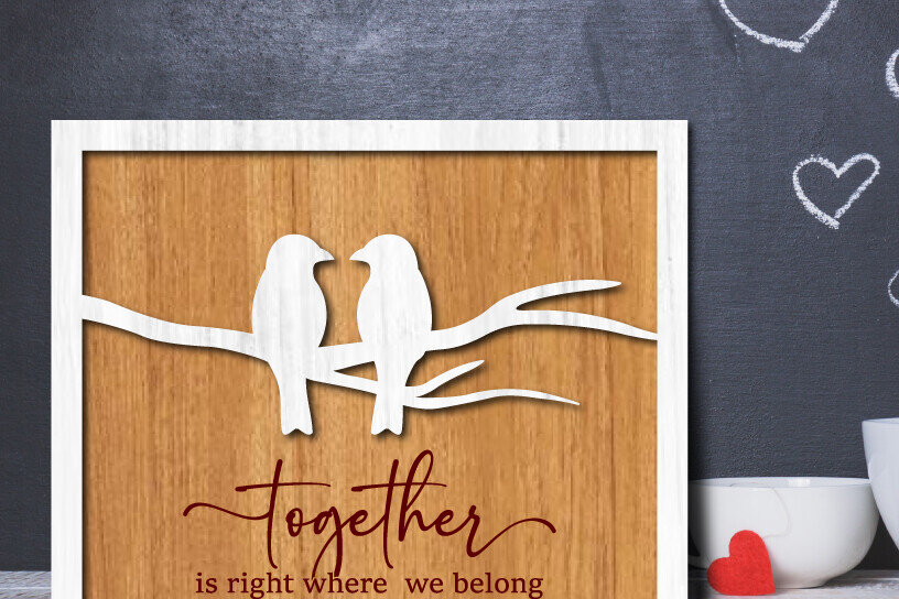 Intra απο ξύλο plywood 3mm-4mm πάχος – Δώρο Ξύλινο Ζευγάρι Βαλεντίνου/Επετείου Δίασταση  20x20 cm INTRAFABR-114141597