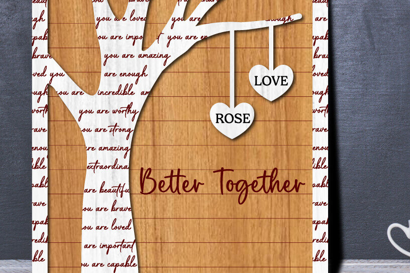 Intra απο ξύλο plywood 3mm-4mm πάχος – Δώρο Ξύλινο Ζευγάρι Βαλεντίνου/Επετείου Δίασταση  20x20 cm INTRAFABR-114141577