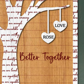 Intra απο ξύλο plywood 3mm-4mm πάχος – Δώρο Ξύλινο Ζευγάρι Βαλεντίνου/Επετείου Δίασταση  20x20 cm INTRAFABR-114141577 - Image 2