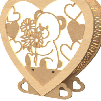 Intra απο ξύλο plywood 3mm-4mm πάχος – Valentine Bear Heart Lantern Δίασταση  20x20 cm INTRAFABR-113312200 - Image 1