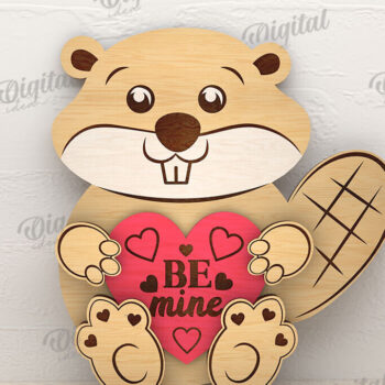 Intra απο ξύλο plywood 3mm-4mm πάχος – Βαλεντίνος κάστορας με κοπή λέιζερ καρδιάς Δίασταση  20x20 cm INTRAFABR-114206257 - Image 1