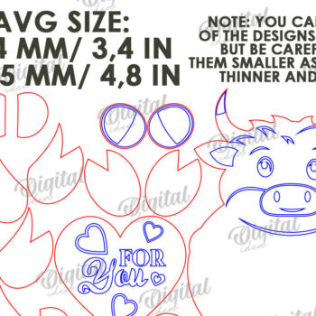 Intra απο ξύλο plywood 3mm-4mm πάχος – Ταύρος Αγίου Βαλεντίνου με καρδιάς Δίασταση  20x20 cm INTRAFABR-114206349 - Image 3