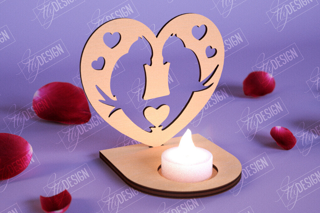 Intra απο ξύλο plywood 3mm-4mm πάχος – Κηροπήγιο Αγίου Βαλεντίνου | Κηροπήγιο Δίασταση  20x20 cm INTRAFABR-110115499