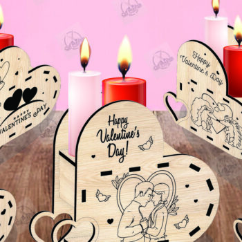 Intra απο ξύλο plywood 3mm-4mm πάχος – Δέσμη κοπής με λέιζερ για κεριά Αγίου Βαλεντίνου Δίασταση  20x20 cm INTRAFABR-110515922 - Image 2