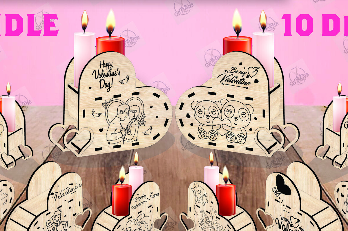 Intra απο ξύλο plywood 3mm-4mm πάχος – Δέσμη κοπής με λέιζερ για κεριά Αγίου Βαλεντίνου Δίασταση  20x20 cm INTRAFABR-110516042