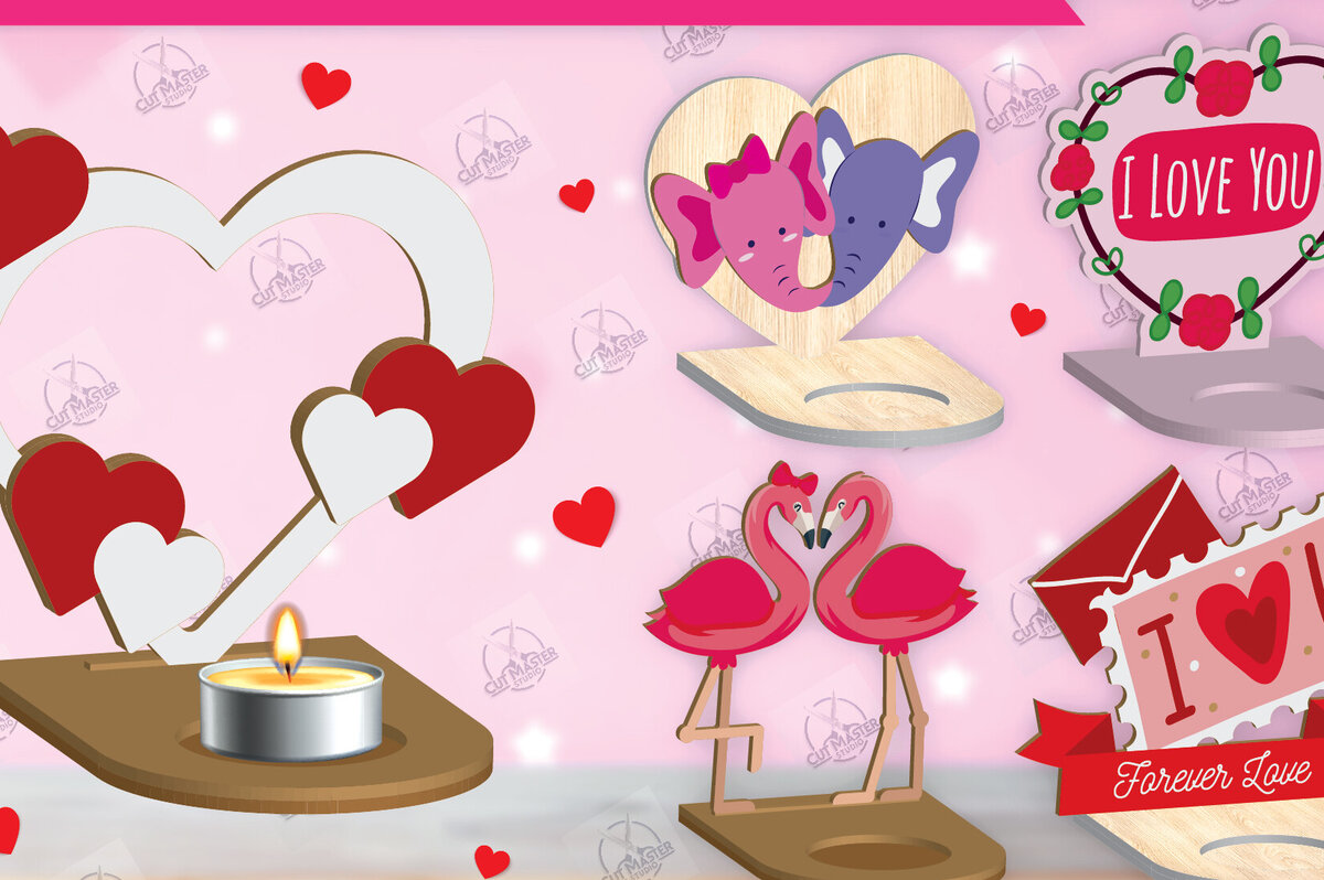 Intra απο ξύλο plywood 3mm-4mm πάχος – Δέσμη κοπής με λέιζερ για κεριά Αγίου Βαλεντίνου Δίασταση  20x20 cm INTRAFABR-113194101