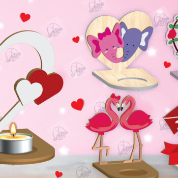 Intra απο ξύλο plywood 3mm-4mm πάχος – Δέσμη κοπής με λέιζερ για κεριά Αγίου Βαλεντίνου Δίασταση  20x20 cm INTRAFABR-113194101 - Image 2