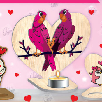 Intra απο ξύλο plywood 3mm-4mm πάχος – Δέσμη κοπής με λέιζερ για κεριά Αγίου Βαλεντίνου Δίασταση  20x20 cm INTRAFABR-113194380 - Image 1