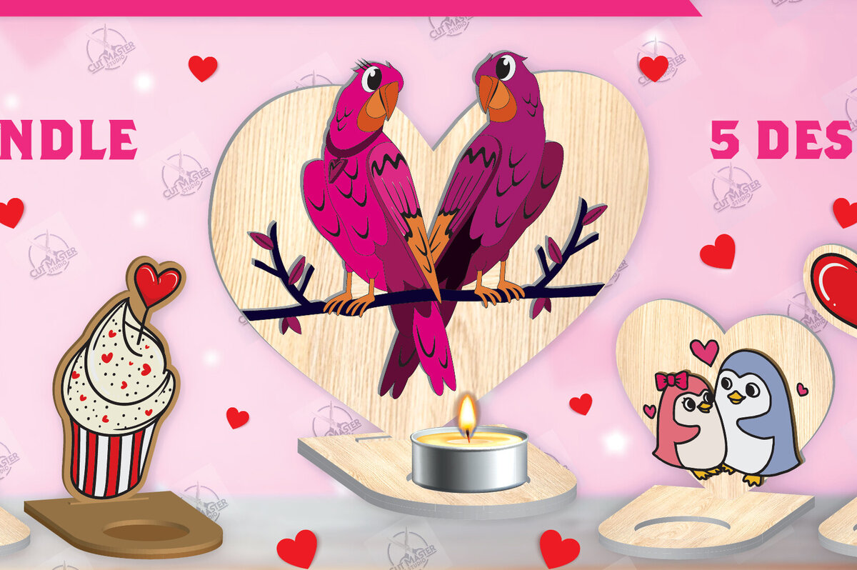 Intra απο ξύλο plywood 3mm-4mm πάχος – Δέσμη κοπής με λέιζερ για κεριά Αγίου Βαλεντίνου Δίασταση  20x20 cm INTRAFABR-113194380