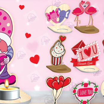 Intra απο ξύλο plywood 3mm-4mm πάχος – Δέσμη κοπής με λέιζερ για κεριά Αγίου Βαλεντίνου Δίασταση  20x20 cm INTRAFABR-113194434 - Image 1