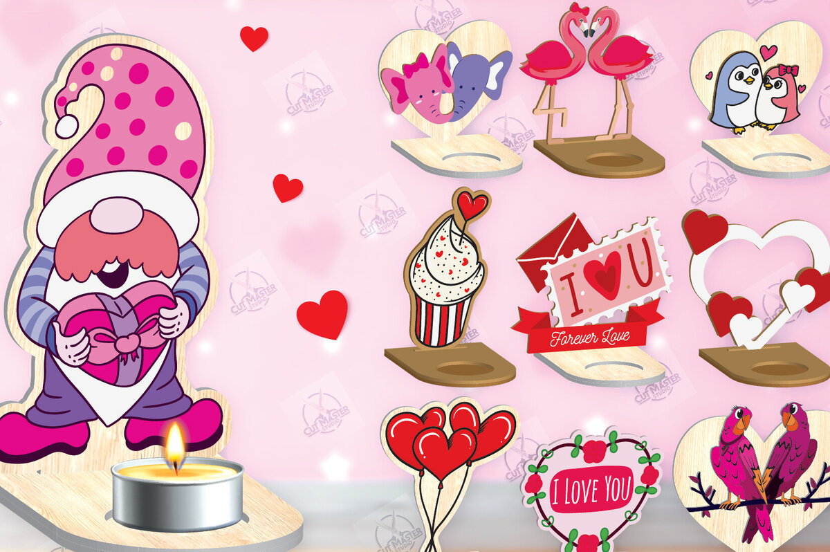 Intra απο ξύλο plywood 3mm-4mm πάχος – Δέσμη κοπής με λέιζερ για κεριά Αγίου Βαλεντίνου Δίασταση  20x20 cm INTRAFABR-113194434