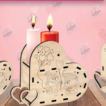 Intra απο ξύλο plywood 3mm-4mm πάχος – Κηροπήγιο Valentine Δίασταση  20x20 cm INTRAFABR-110515524 - Image 1