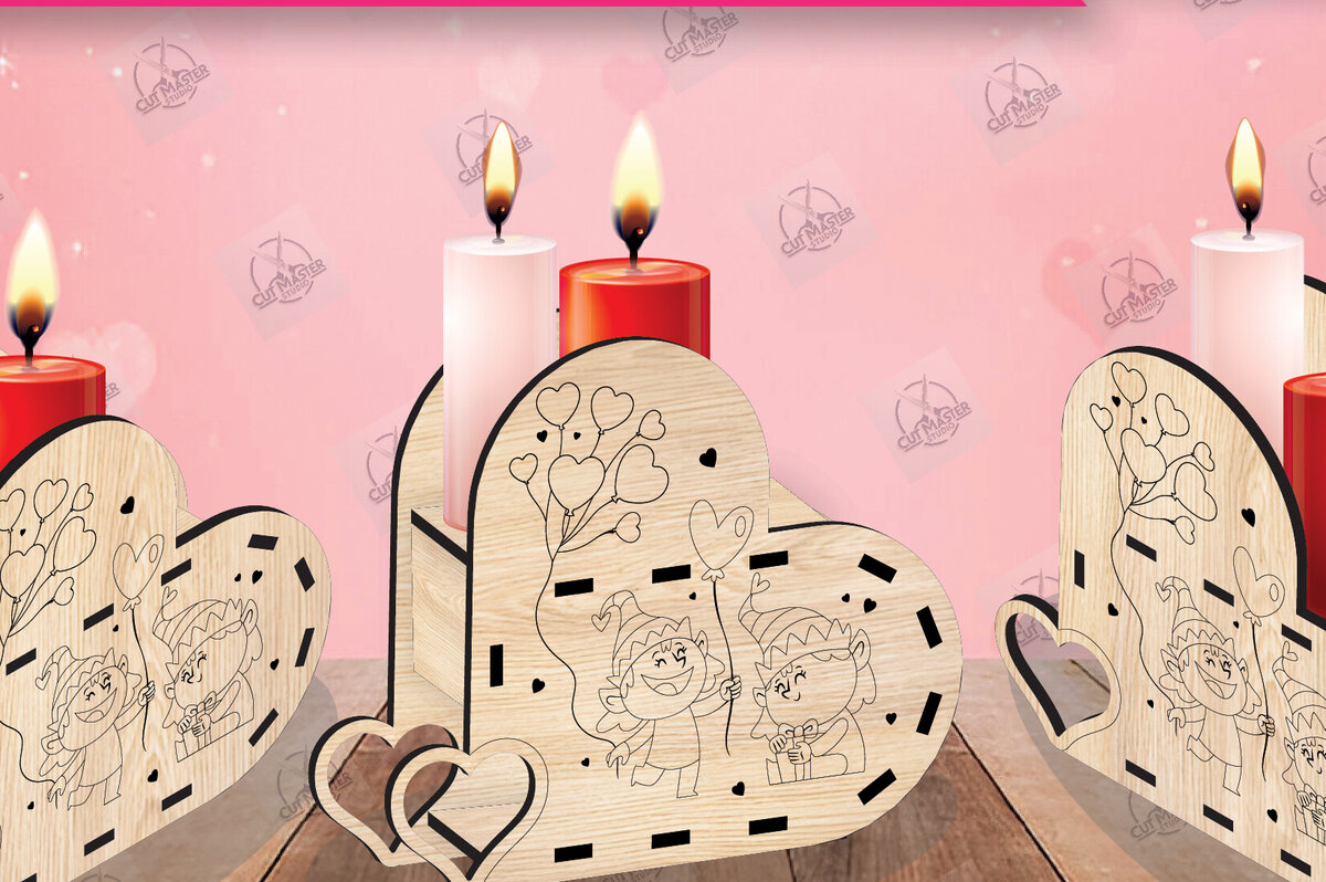 Intra απο ξύλο plywood 3mm-4mm πάχος – Κηροπήγιο Valentine Δίασταση  20x20 cm INTRAFABR-110515524