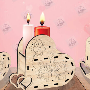 Intra απο ξύλο plywood 3mm-4mm πάχος – Κηροπήγιο Valentine Δίασταση  20x20 cm INTRAFABR-110515524 - Image 2