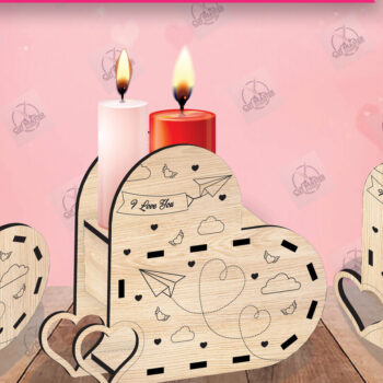 Intra απο ξύλο plywood 3mm-4mm πάχος – Κηροπήγιο Valentine Δίασταση  20x20 cm INTRAFABR-110515572 - Image 1