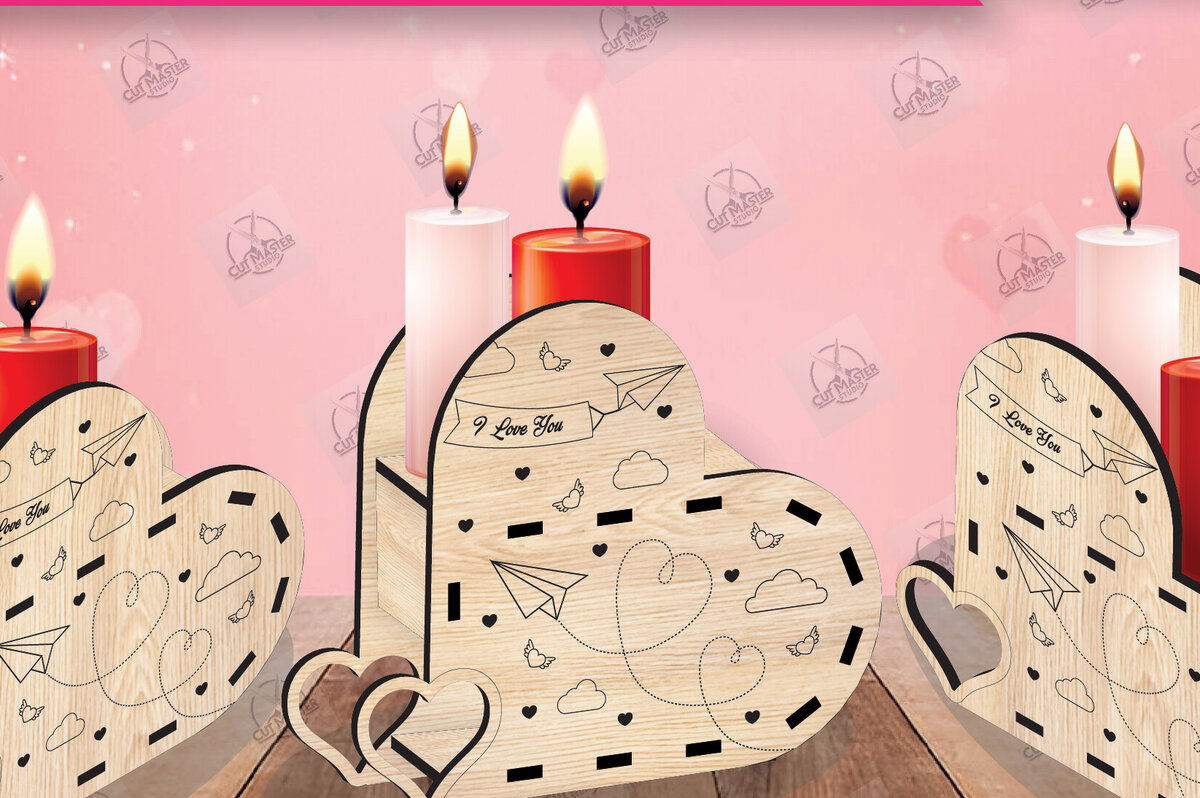 Intra απο ξύλο plywood 3mm-4mm πάχος – Κηροπήγιο Valentine Δίασταση  20x20 cm INTRAFABR-110515572