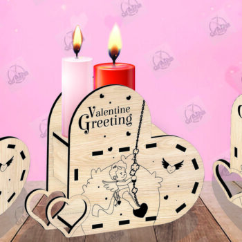 Intra απο ξύλο plywood 3mm-4mm πάχος – Κηροπήγιο Valentine Δίασταση  20x20 cm INTRAFABR-110515654 - Image 2