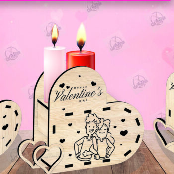 Intra απο ξύλο plywood 3mm-4mm πάχος – Κηροπήγιο Valentine Δίασταση  20x20 cm INTRAFABR-110515722 - Image 1