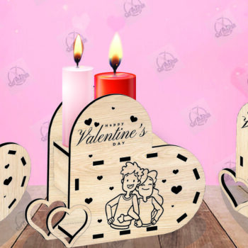 Intra απο ξύλο plywood 3mm-4mm πάχος – Κηροπήγιο Valentine Δίασταση  20x20 cm INTRAFABR-110515722 - Image 2