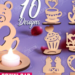 Intra απο ξύλο plywood 3mm-4mm πάχος – Πακέτο κεριών Valentine | CNC Δίασταση 20x20 cm INTRAFABR-110115817