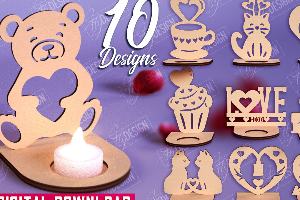 Intra απο ξύλο plywood 3mm-4mm πάχος – Πακέτο κεριών Valentine | CNC Δίασταση  20x20 cm INTRAFABR-110115817