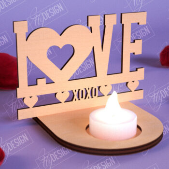 Intra απο ξύλο plywood 3mm-4mm πάχος – Πακέτο κεριών Valentine | CNC Δίασταση  20x20 cm INTRAFABR-110115817 - Image 2