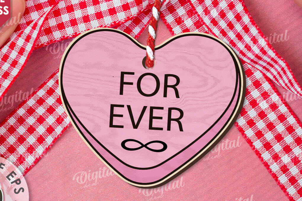 Intra απο ξύλο plywood 3mm-4mm πάχος – Valentine Candy Heart Ετικέτα δώρου Δίασταση  20x20 cm INTRAFABR-111987885