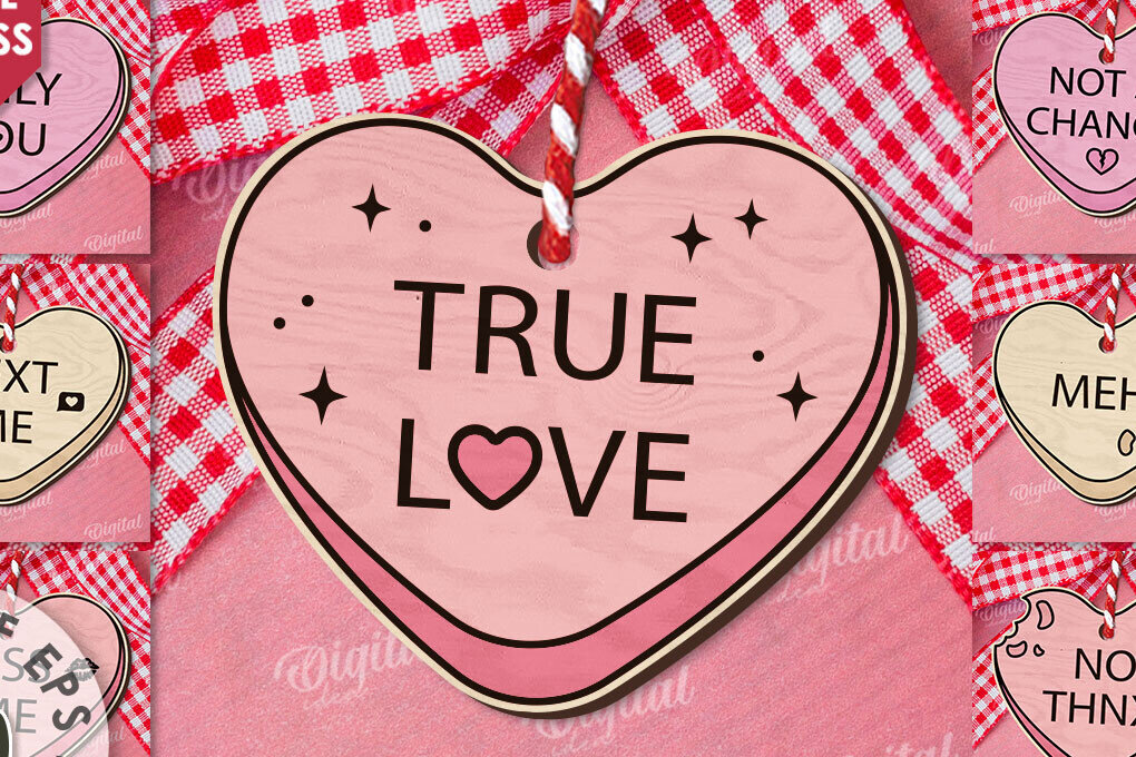 Intra απο ξύλο plywood 3mm-4mm πάχος – Πακέτο Valentine Candy Hearts LaserCut Δίασταση  20x20 cm INTRAFABR-112022204