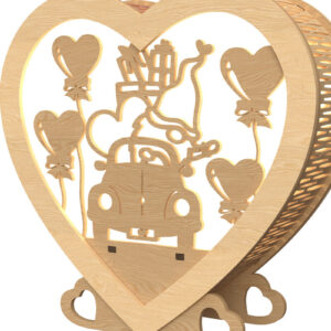 Intra απο ξύλο plywood 3mm-4mm πάχος – Κοπή λέιζερ φαναριού καρδιών αυτοκινήτου Valentine Δίασταση  20x20 cm INTRAFABR-113312290