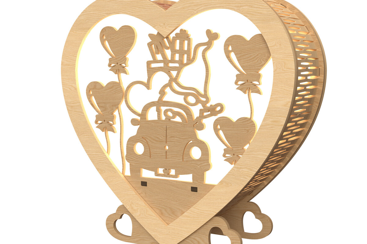 Intra απο ξύλο plywood 3mm-4mm πάχος – Κοπή λέιζερ φαναριού καρδιών αυτοκινήτου Valentine Δίασταση  20x20 cm INTRAFABR-113312290