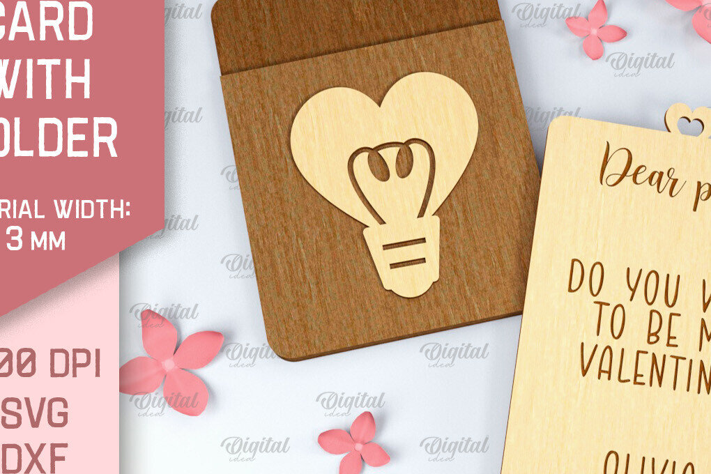 Intra απο ξύλο plywood 3mm-4mm πάχος – Κάρτα Αγίου Βαλεντίνου με θήκη Δίασταση  20x20 cm INTRAFABR-88361618