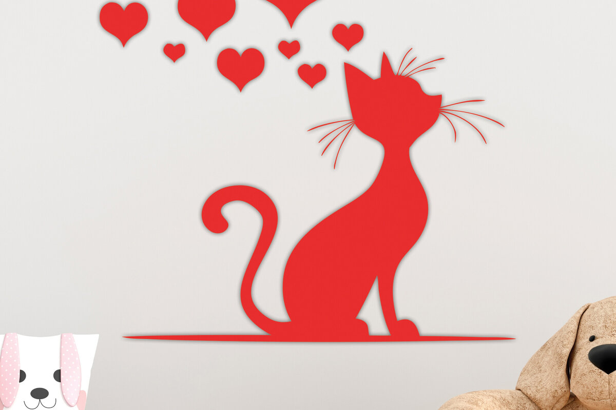 Intra απο ξύλο plywood 3mm-4mm πάχος – Valentine Cat Design 12 Δίασταση  40x30 cm INTRAFABR-115521406