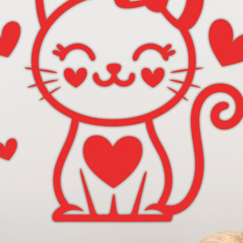 Intra απο ξύλο plywood 3mm-4mm πάχος – Valentine Cat Design 13 Δίασταση  40x30 cm INTRAFABR-115521493 - Image 3
