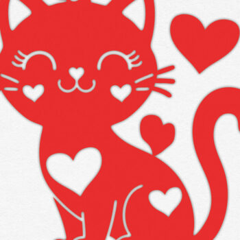 Intra απο ξύλο plywood 3mm-4mm πάχος – Valentine Cat Design 15 Δίασταση  40x30 cm INTRAFABR-115521553 - Image 1